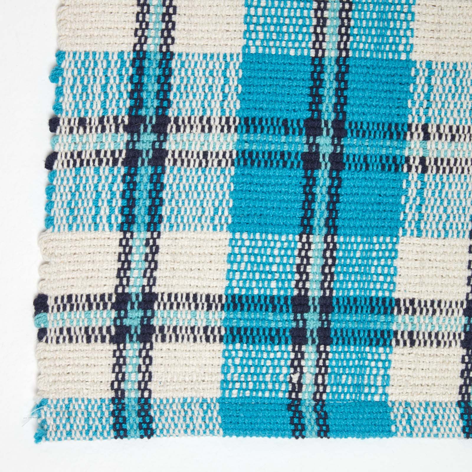 Wilson Handwoven Blue, Yellow And Brown Tartan 100% Cotton Rug | 120cm x 180cm | Blue