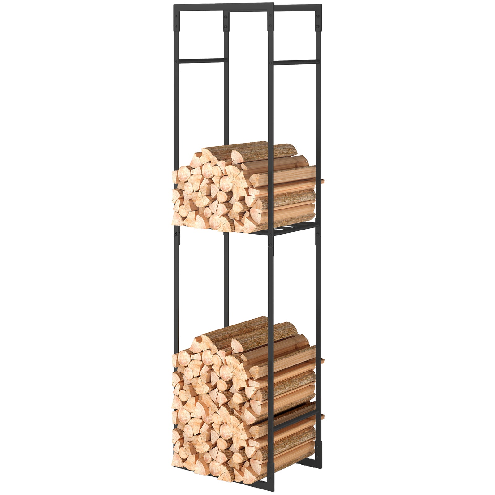 Outsunny Metal Firewood Log Holder, Firewood Rack