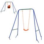 Garden Swing Set For Toddlers W/ Safety Belt - Orange And Blue