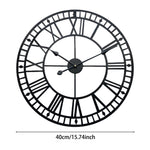 Large Decorative Metal Roman Numeral Skeleton Wall Clock