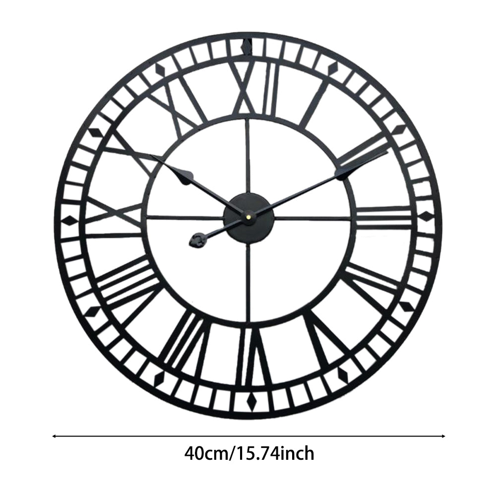 Large Decorative Metal Roman Numeral Skeleton Wall Clock