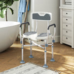 Padded Bath Chair With Slotted Seat And Adjustable Height | One Size | Grey