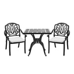 Black 3-piece Cast Aluminium Outdoor Dining Set