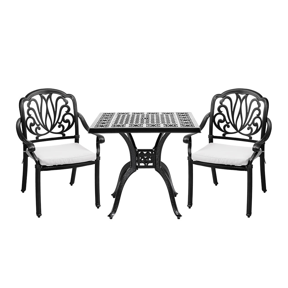 Black 3-piece Cast Aluminium Outdoor Dining Set