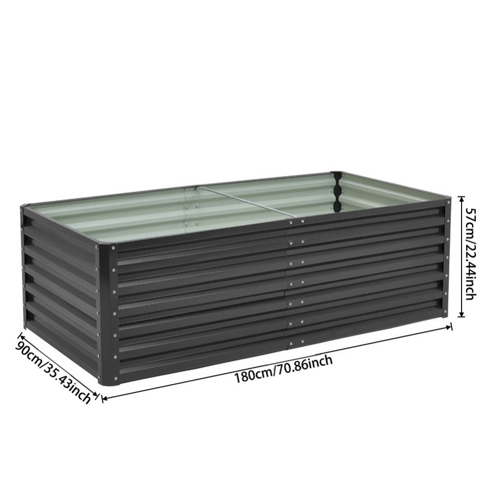 Rectangular Raised Garden Bed Raised Planters For Garden Outdoor | Charcoal Black