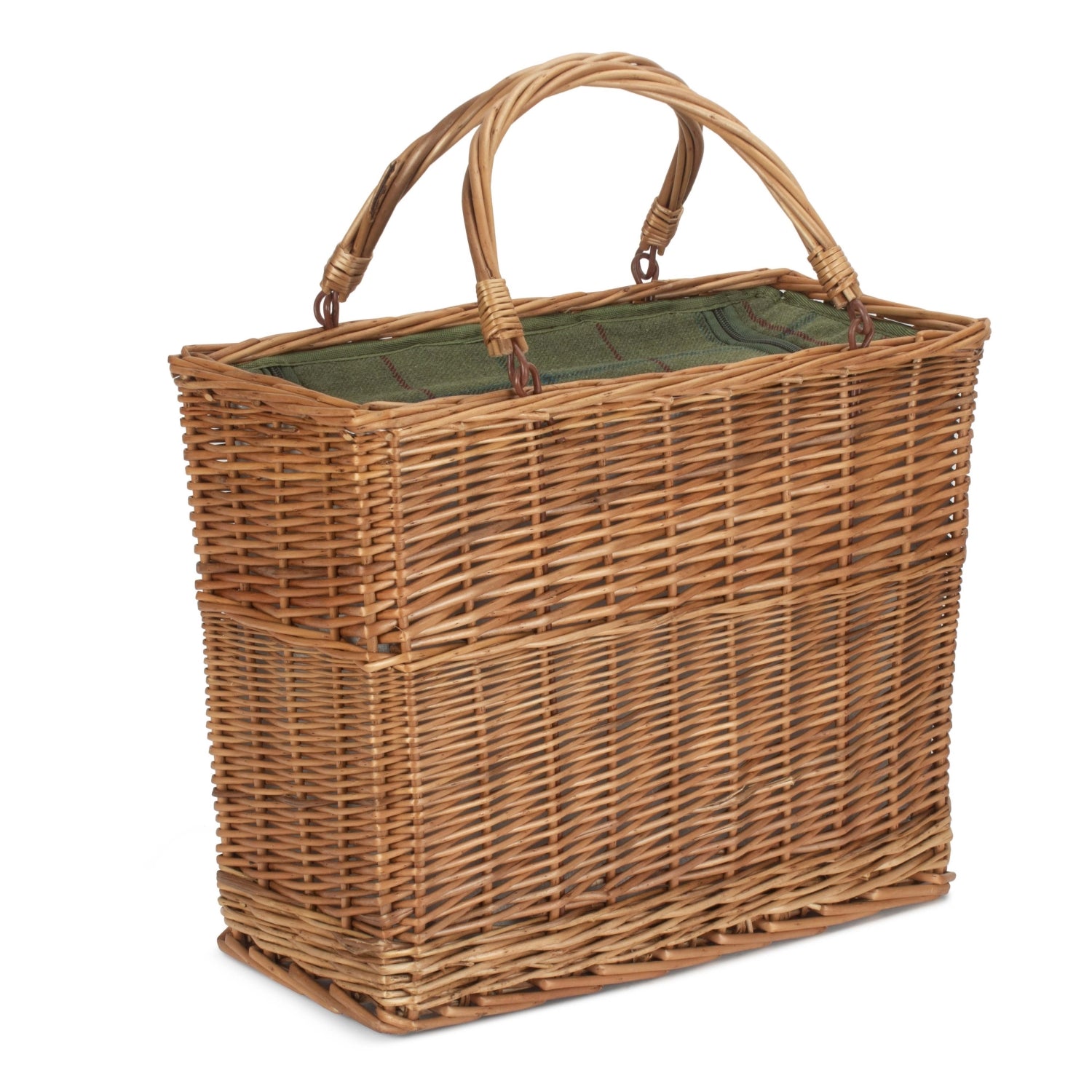Green Tweed Rectangular Cooler Wicker Basket