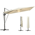 3 X 3 M Garden Cantilever Parasol W/ Light, Cover, Wind Protection | Cream