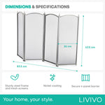 Livivo Freestanding 4 Panel Fireplace Screen Nickel Mesh Fire Spark Protector