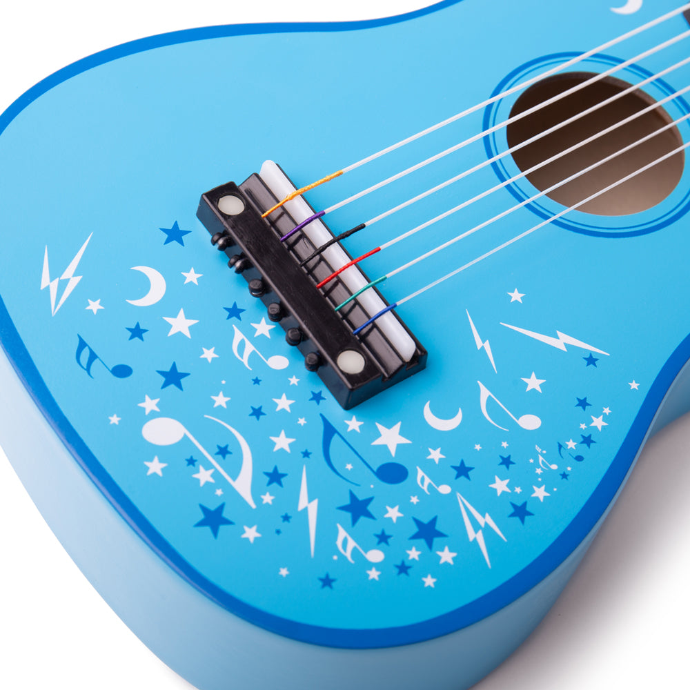 Tidlo Childrens Wooden Acoustic Guitar - Blue/ Stars