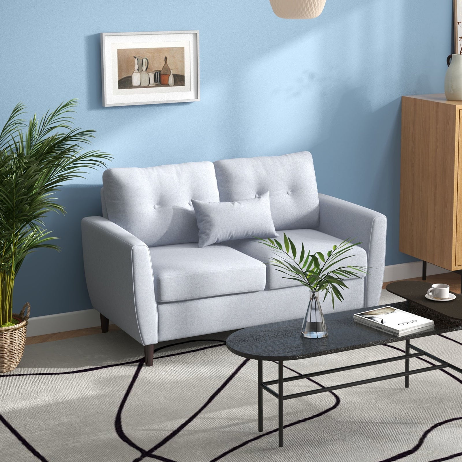 Modern Chic Loveseat With Armrest Spring Padding Home Office | One Size | Gray