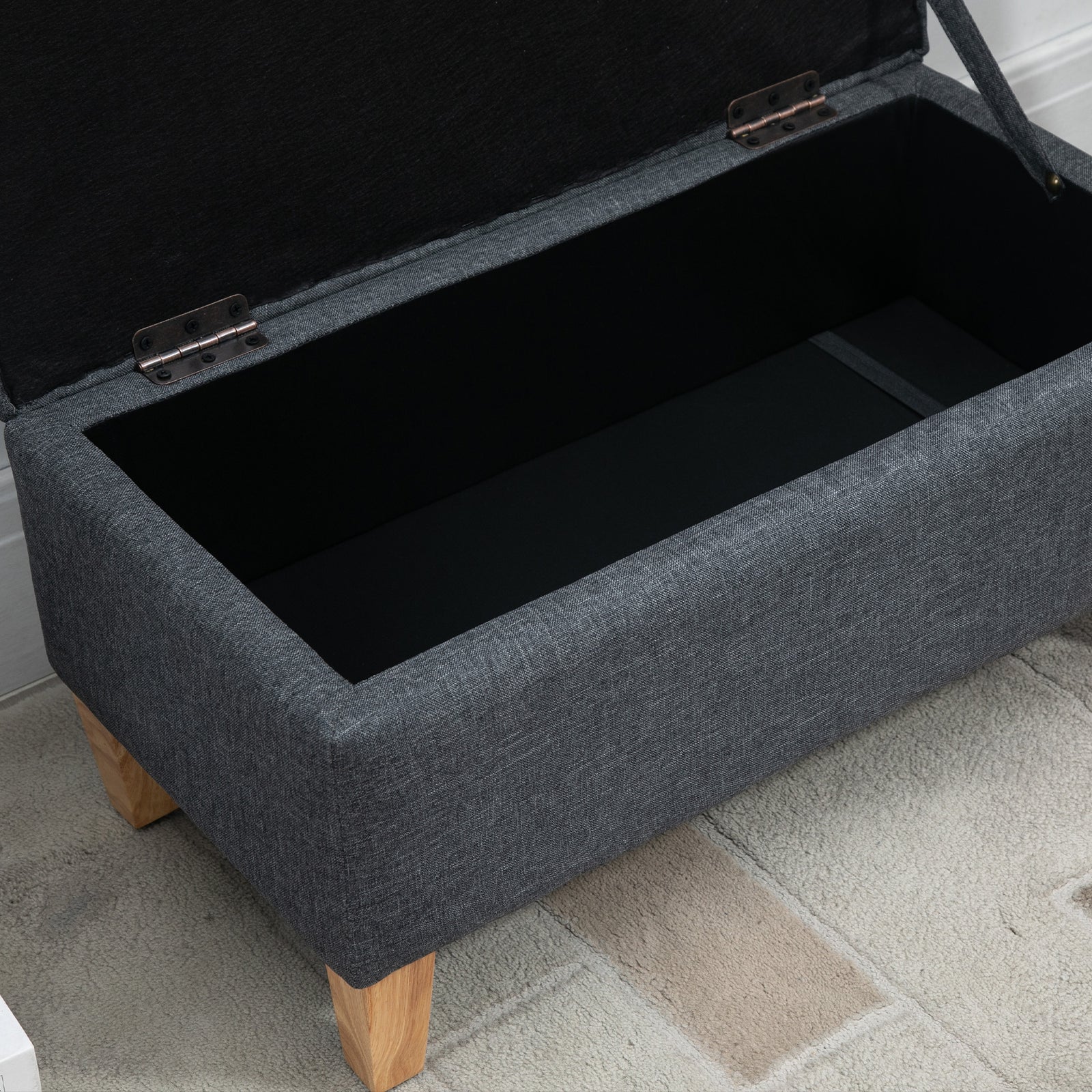 Linen Storage Ottoman, Toy Box, Bed End | Dark Gray
