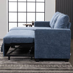 Breeins Blue Chenille Sofa Bed With Storage, Convertible Sleeper Sofa Couch For Living Room