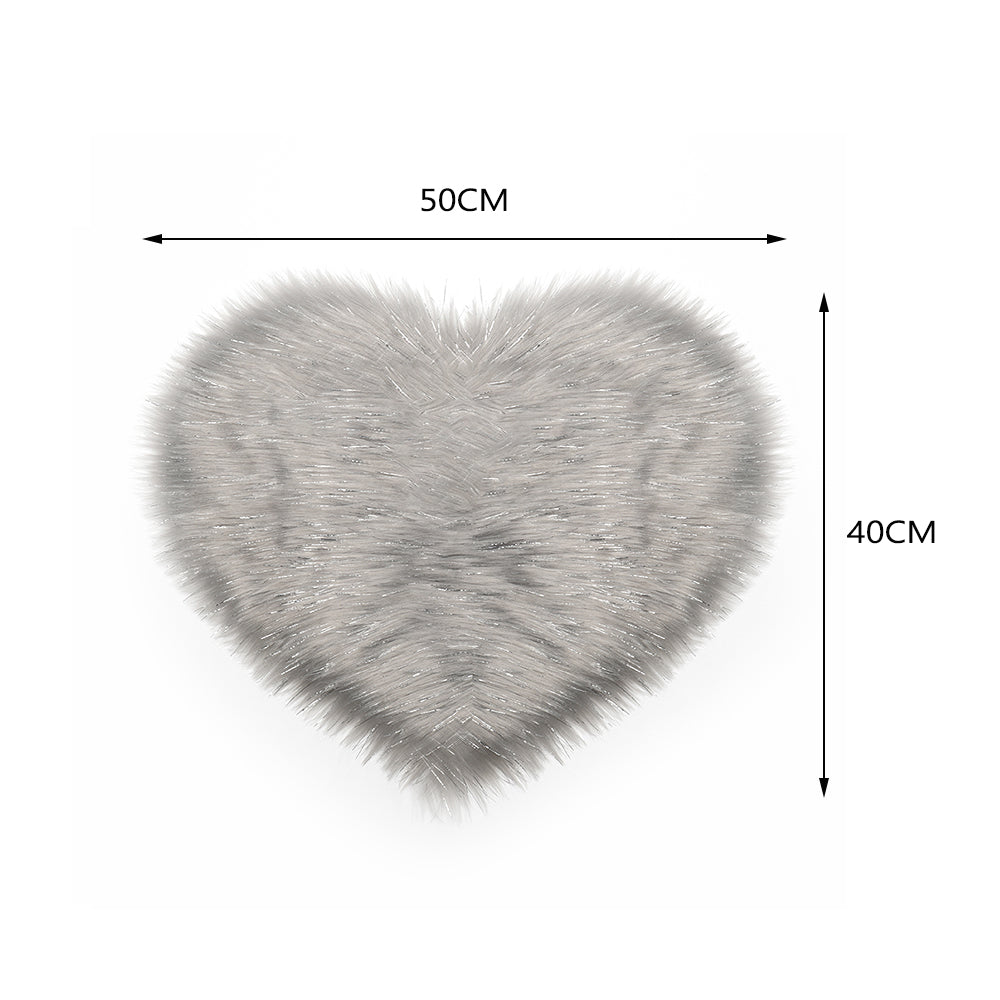 Heart Shaped Super Soft Shaggy Area Rug Grey