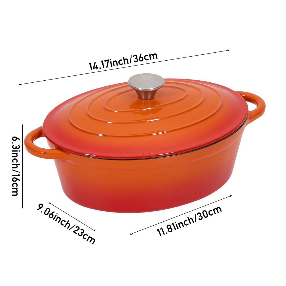 4.6l Enamelled Cast Iron Dutch Oven Pot For Bread Baking | Orange