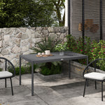 145cm Garden Table For 6, Slatted Aluminum Top, Dark Grey