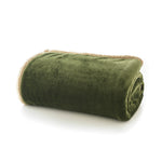 Blackbrook Ultrasoft Flannel Throw With Sherpa Back | 125cm x 150cm | Olive