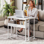 80 Cm Foldable Computer Desk On Wheels For Small Spaces | White