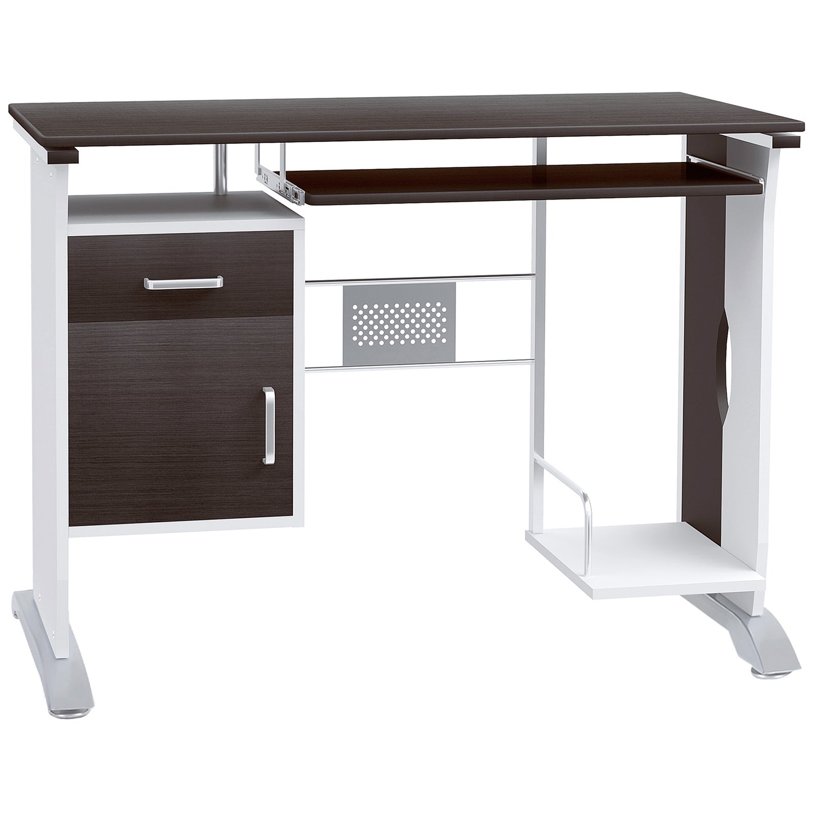 Computer Desk With Drawer, Wooden Workstation | Brown