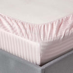 Egyptian Cotton Satin Stripe Fitted Sheet 330 Tc | King | Dusky Pink