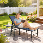Sun Lounger, 5-level Reclining Sun Lounger Chair | Dark Blue