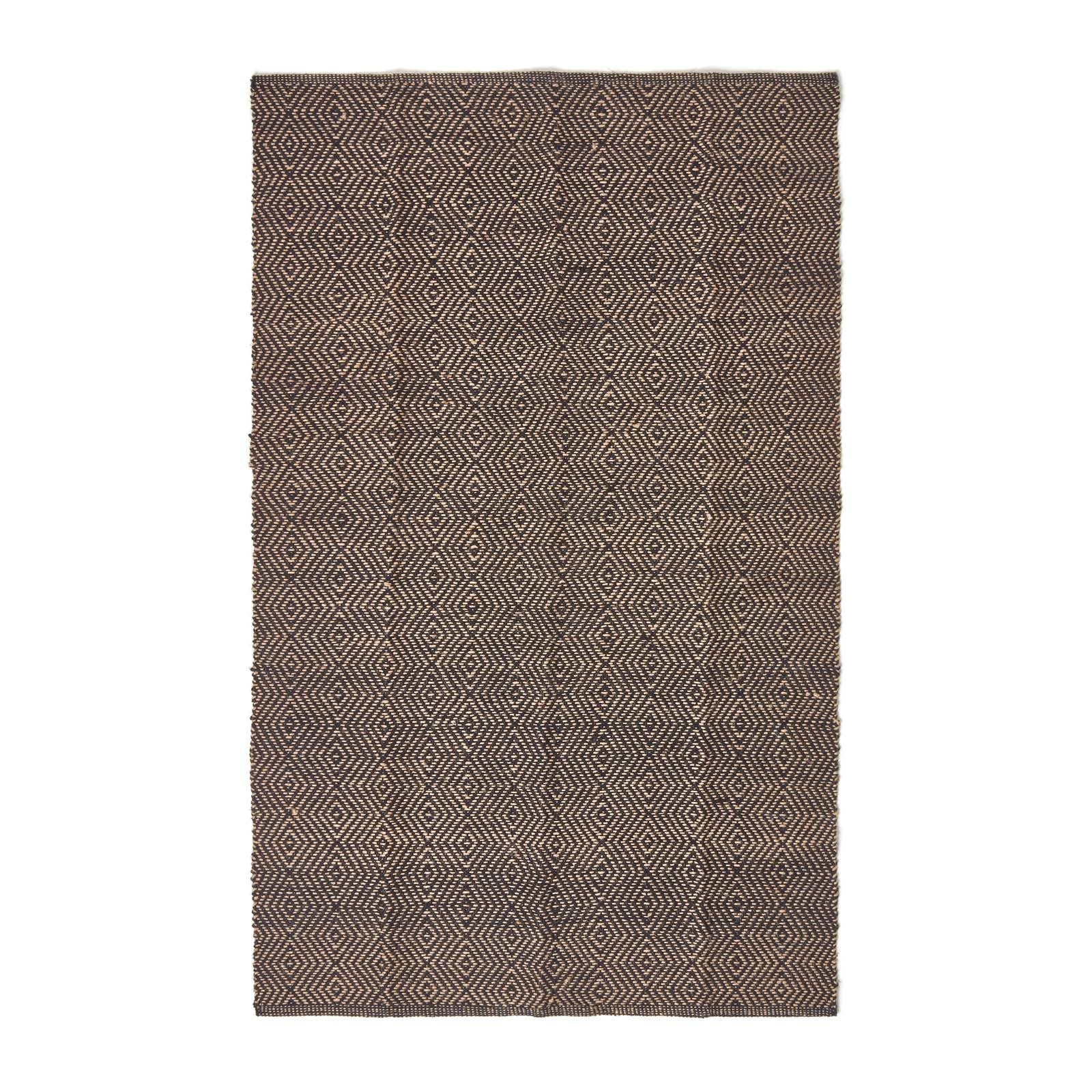 Black Geometric Jute Rug | 60cm x 100cm | Black