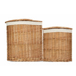 White Cotton Lined Light Steamed Corner Laundry Baskets | Set-of-2 | White