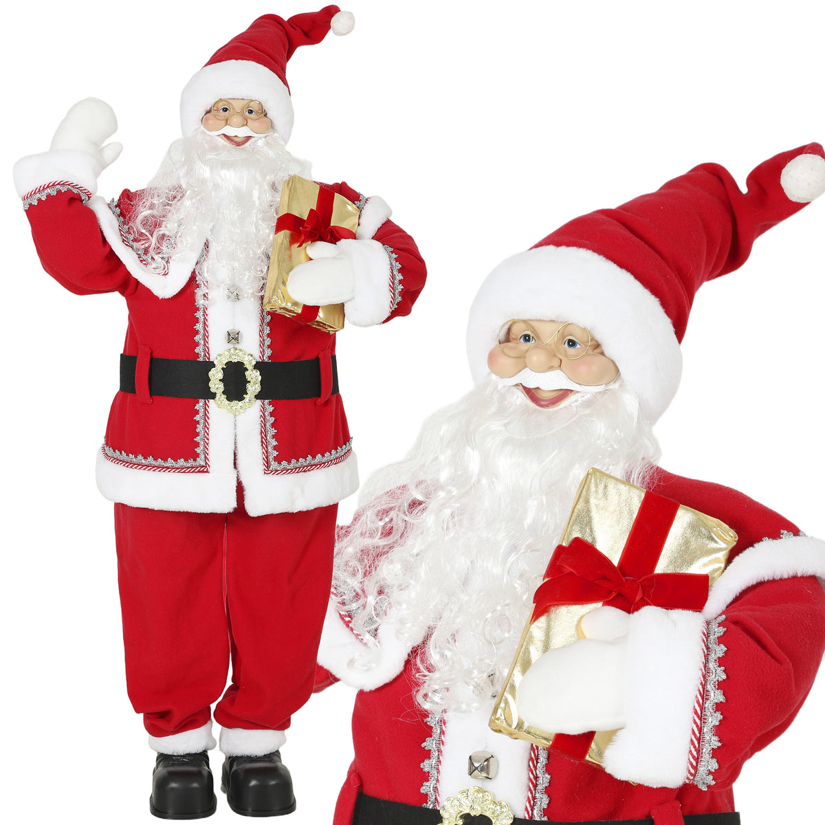 HOMCOM 5ft Life Size Singing Santa Claus, Animated Santa W/ Rotating Head
