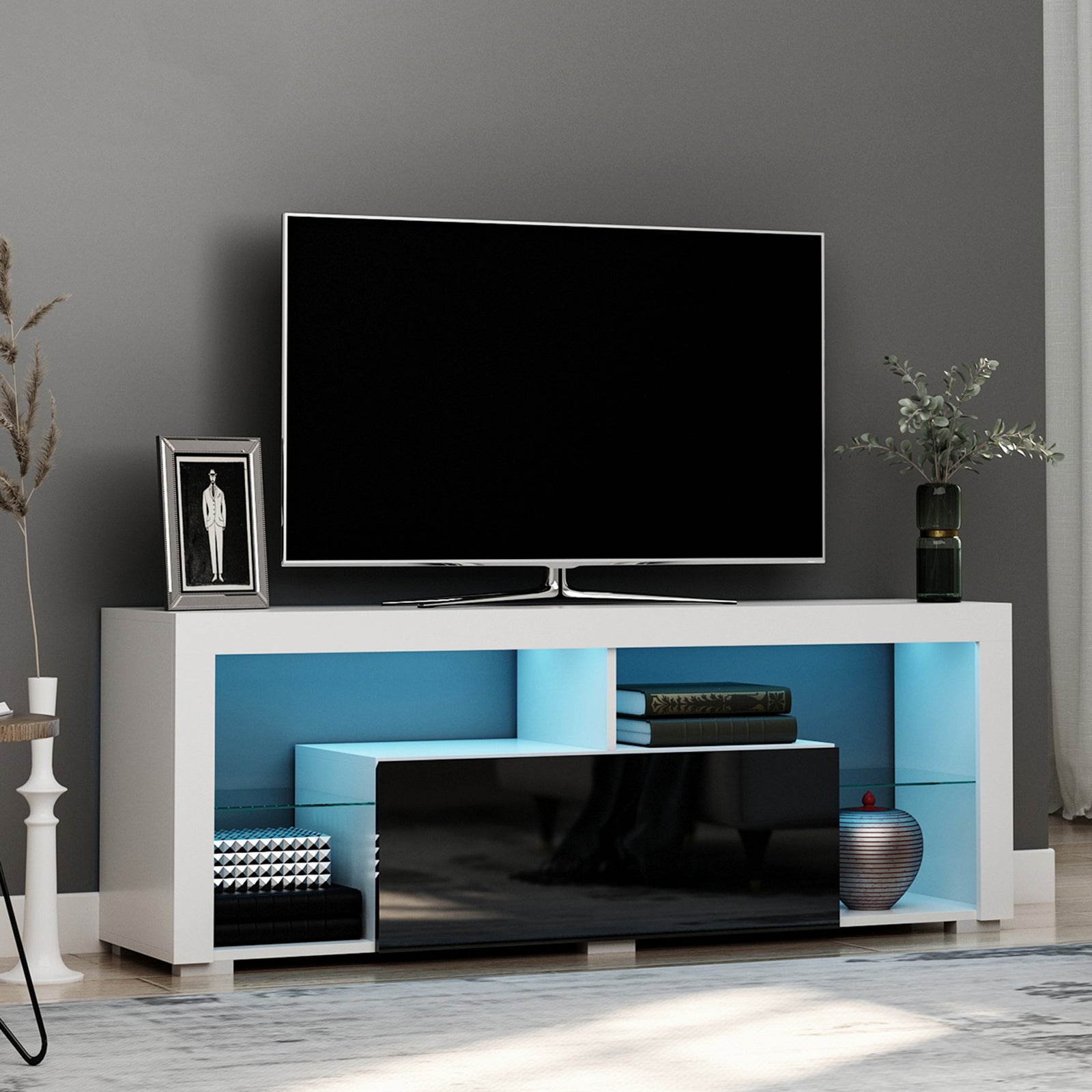 140cm High Gloss Tv Stand With Led Storage
