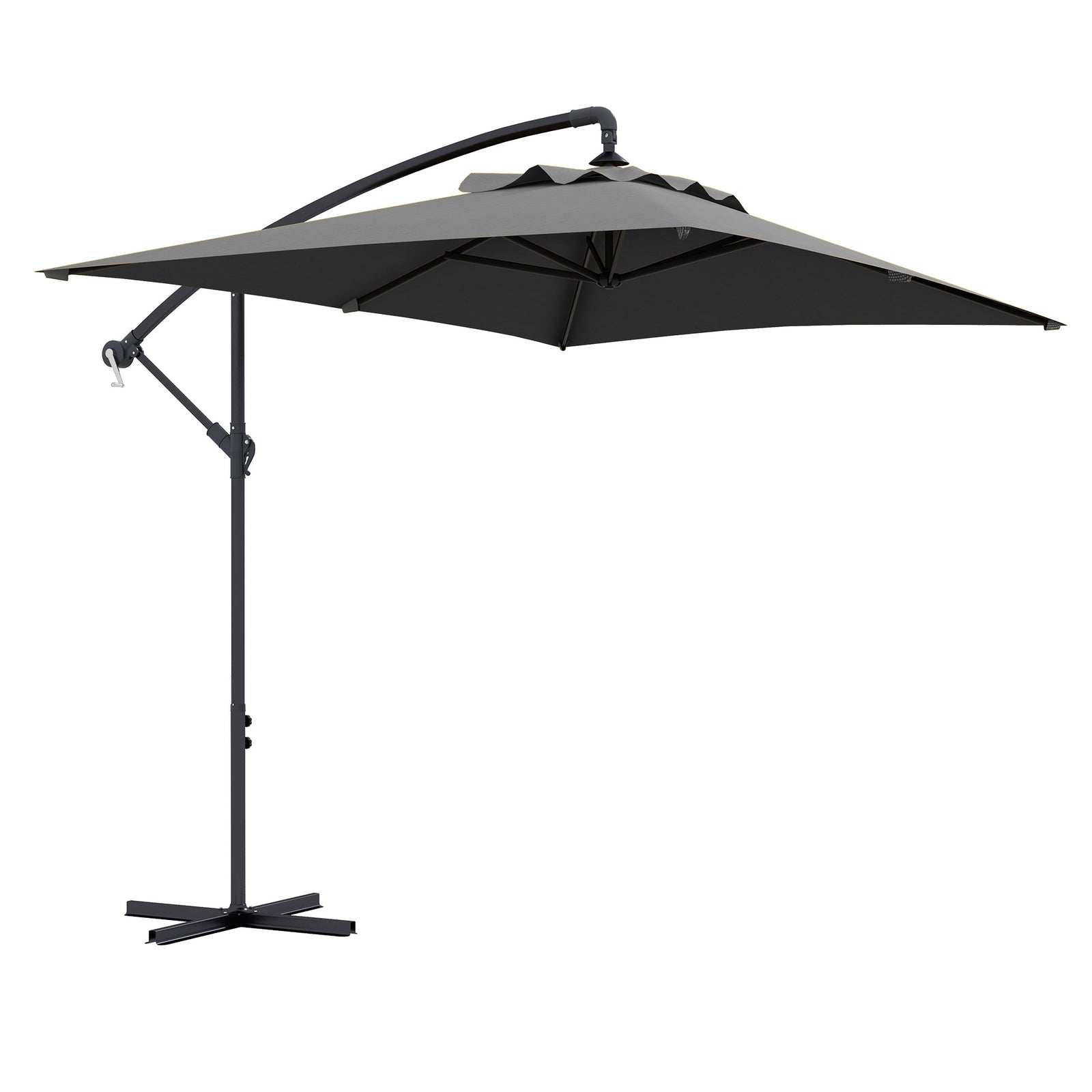 3m Cantilever Banana Parasol W/ Cross Base | Dark Gray