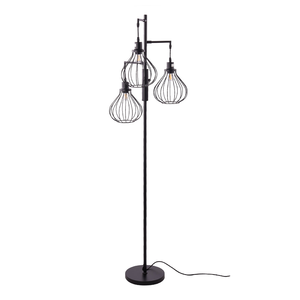 Breeins Black Modern Industrial Style 3-head Floor Lamp With Irregular Shade