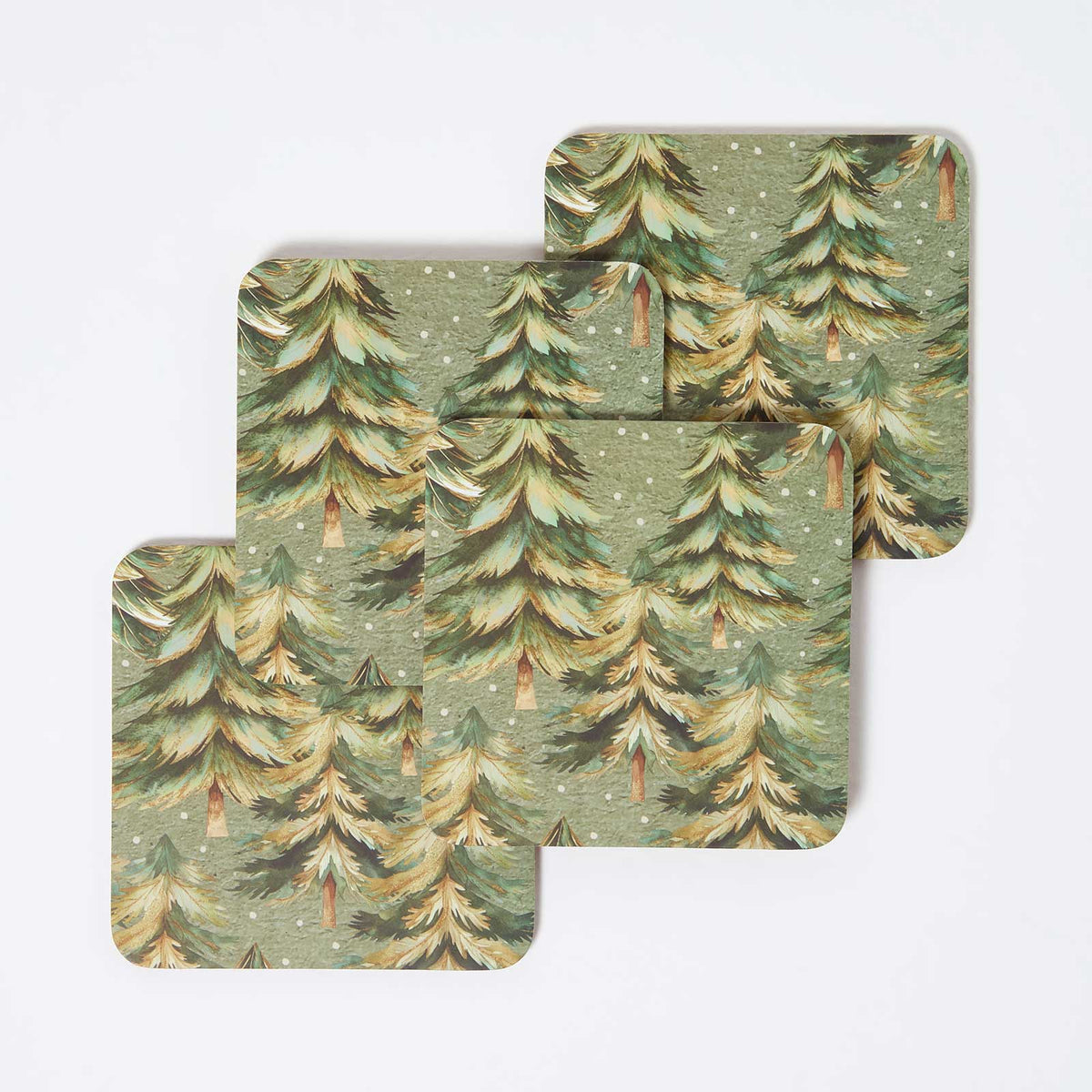 HOMESCAPES Xmas Forest Placemats & Coasters, Set Of 8