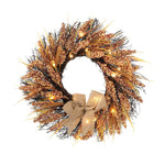 Golden Wheat Ears Thanksgiving Wreath With Led Lights