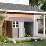 8x6 Ft Metal Garden Shed Outdoor Storage Shed W/doors Window