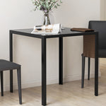 HOMCOM Modern Square Dining Table With Tempered Glass Top Metal Legs
