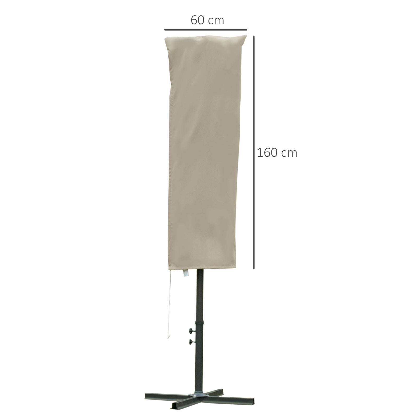 Garden Parasol Cover For 2-4m Outdoor Umbrella Uv Protector | Khaki