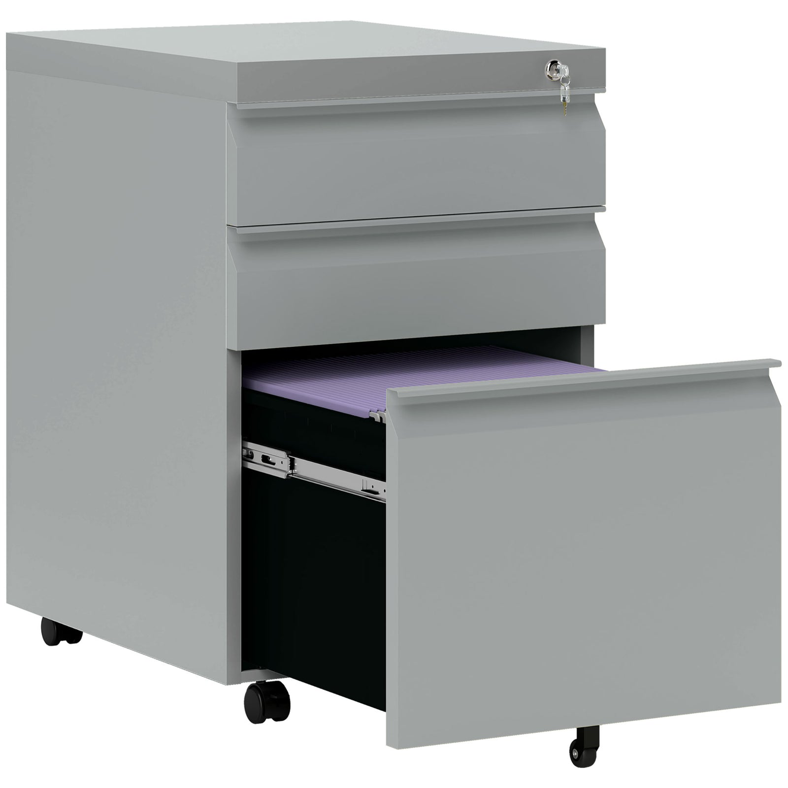 3 Drawer File Cabinet Lockable Metal Filling Cabinet | One Size | Gray