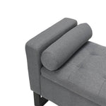 Grey Linen Storage Bench – Upholstered Entryway Seat With Hidden Storage, 128 X 51 X 60 Cm