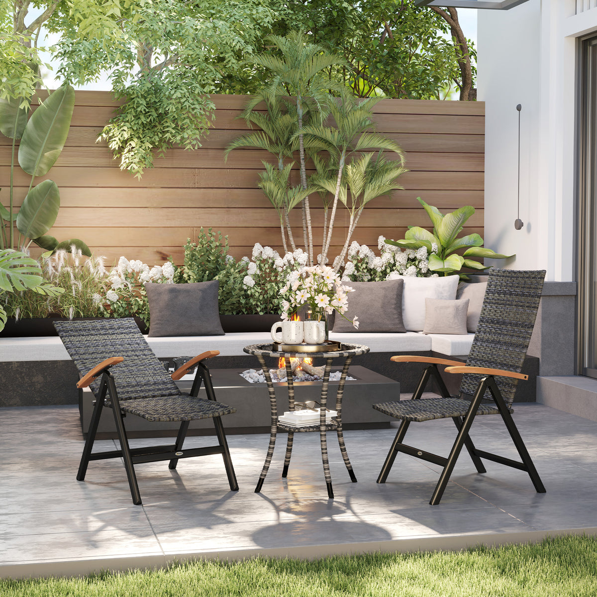 Outdoor Folding Rattan Chair, Dining Chair | Set of 2