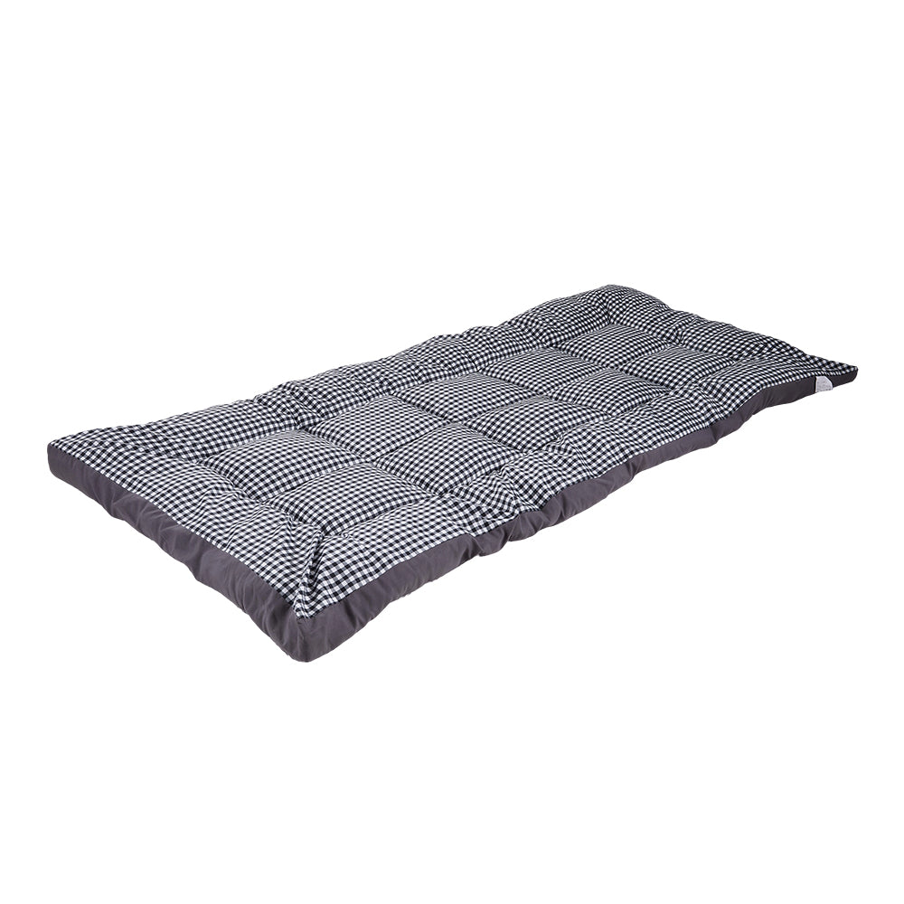 Quilted Mattress Topper With Thick 10cm Padding – Soft Brushed Fabric, Breathable Support & Secure Fit Straps | King | Checkered