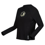 Womens/ladies Text Long-sleeved Rash Top | 14 UK | Black
