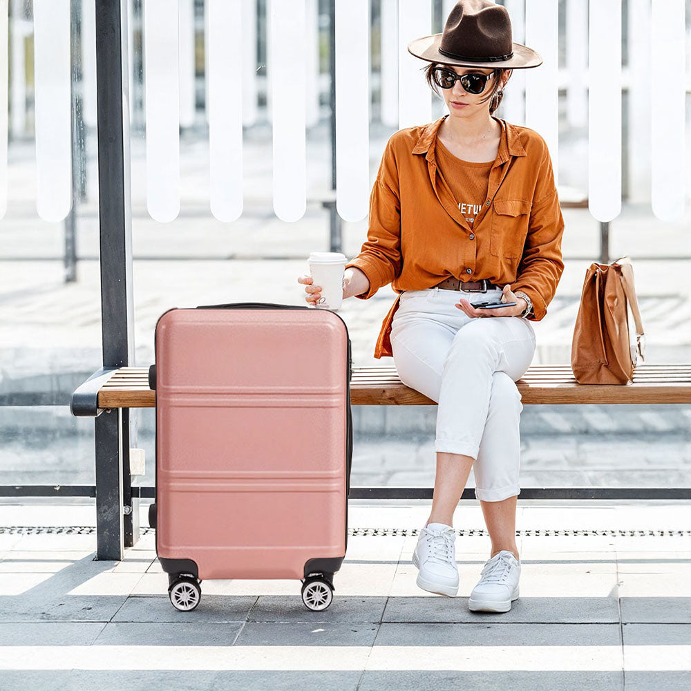 Lockable Travel Suitcase Set | Set of 3 | Rose Gold