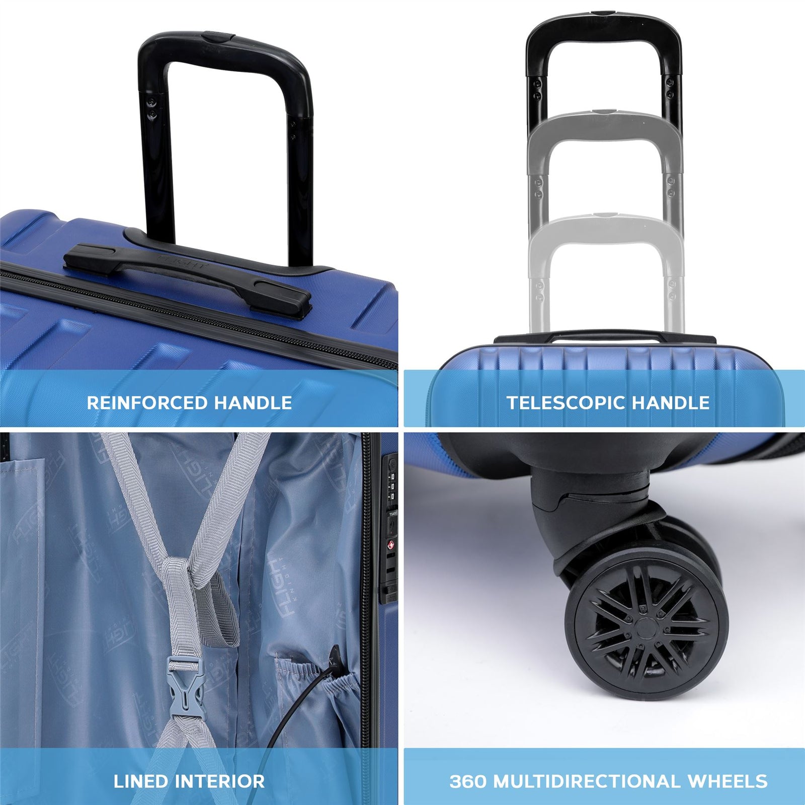 55x35x20cm Cabin Carry Bag Hard Shell Suitcase 100+ Airline Approved | Cabin | Navy Blue