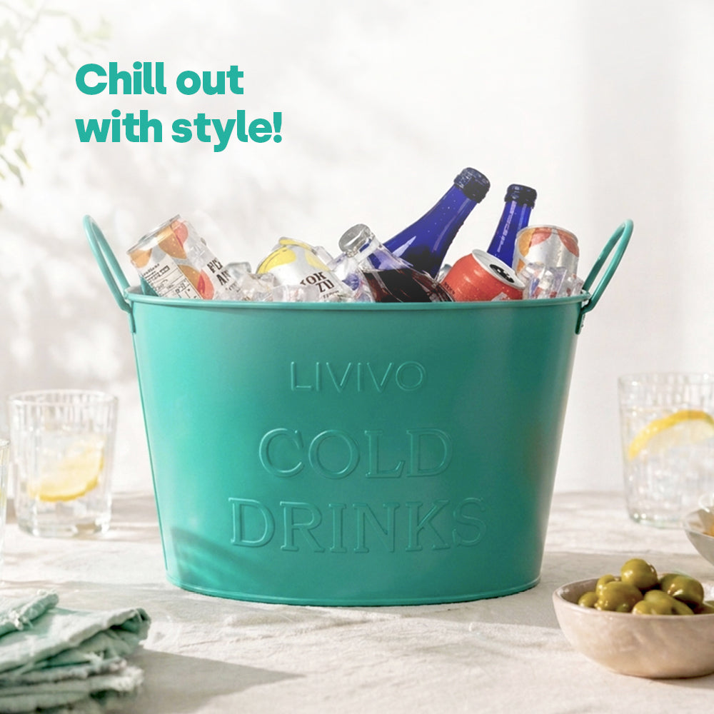Galvanised Steel Drinks Bucket | Turquoise