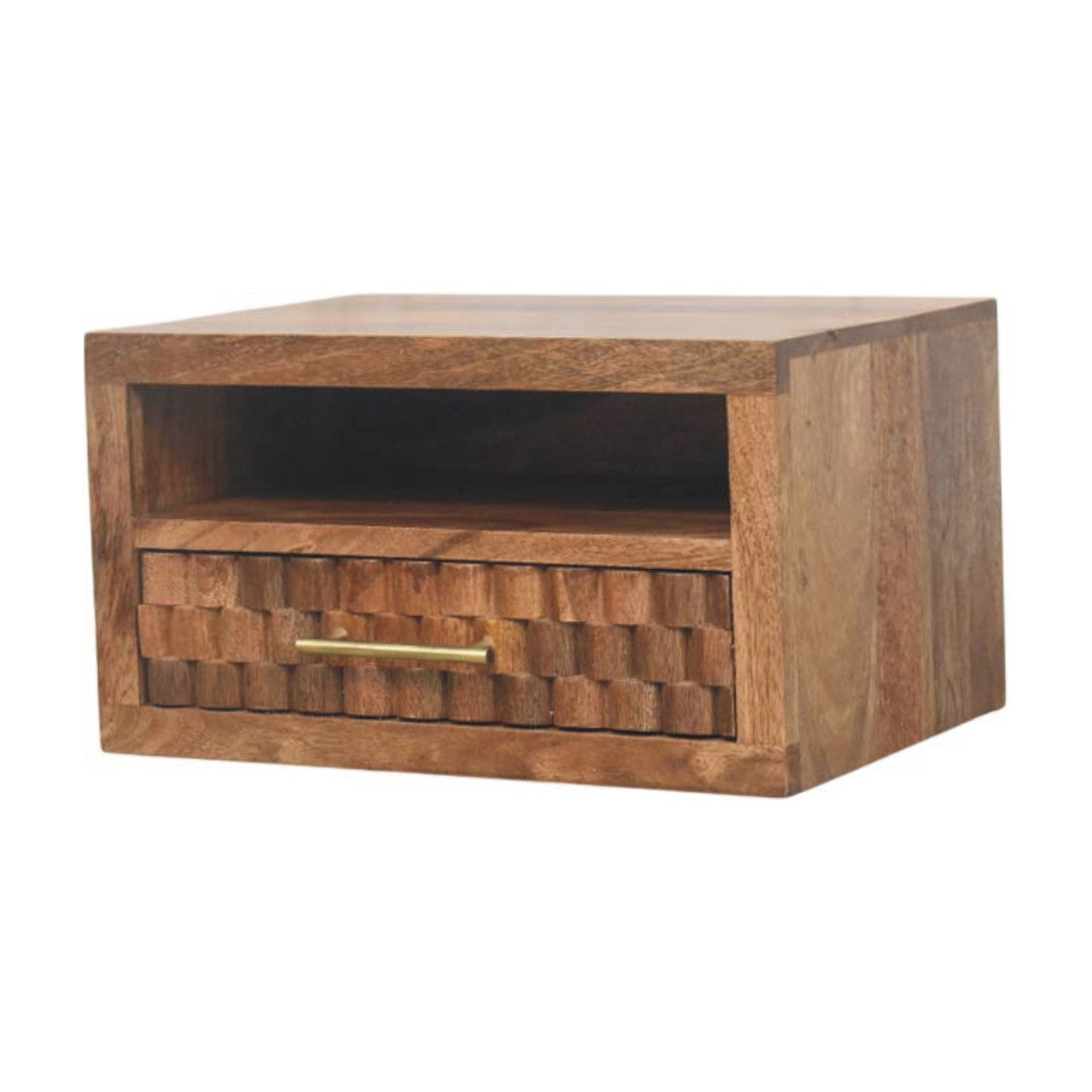 Arno Wall-mounted Nightstand In Golden Teak