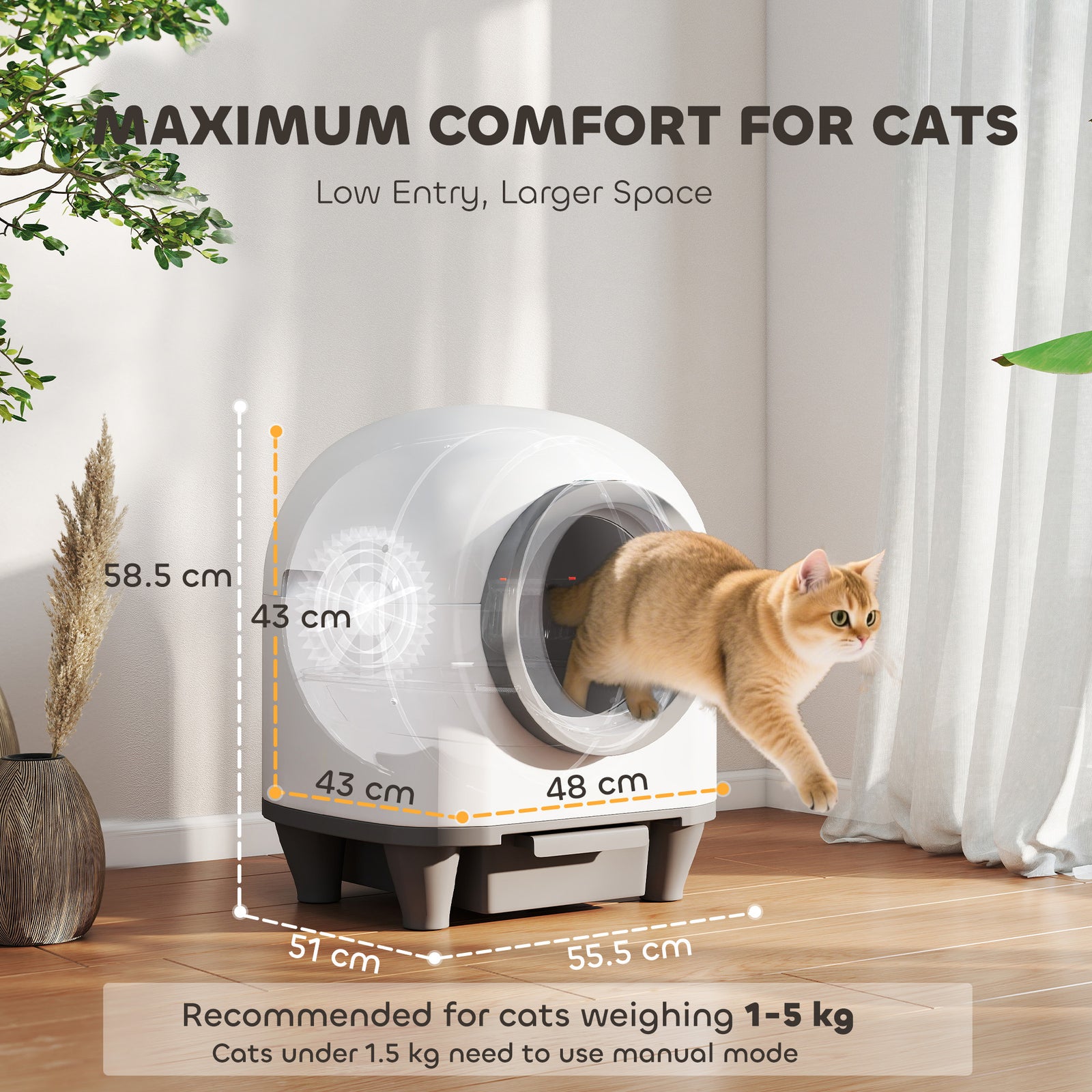 80l Self Cleaning Cat Litter Tray With App Control Safety Protection