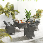 Pe Rattan Garden Dining Set For 6 W/ Seat And Back Cushions