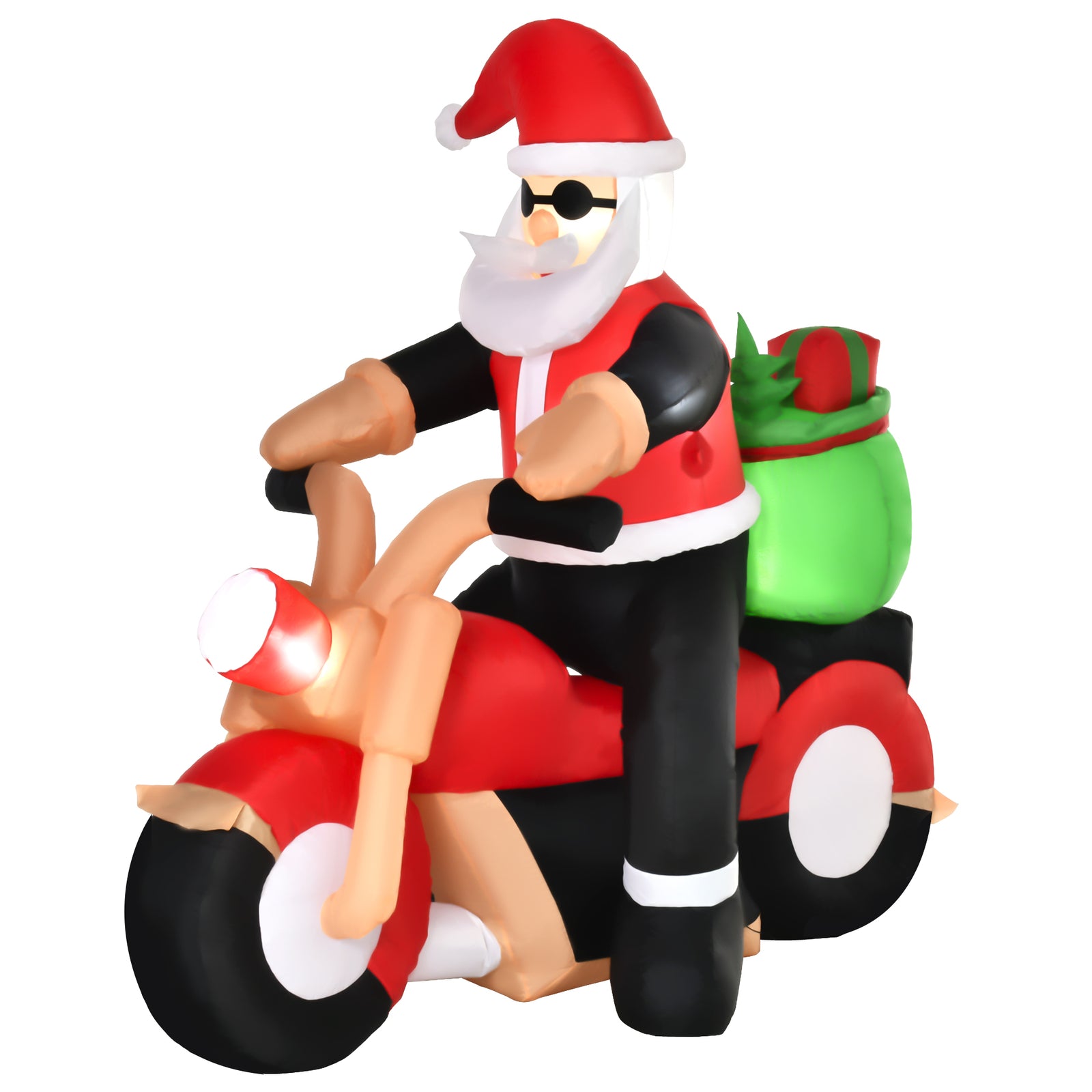 5.5ft Light-up Inflatable Santa Claus Riding A Bike Decor