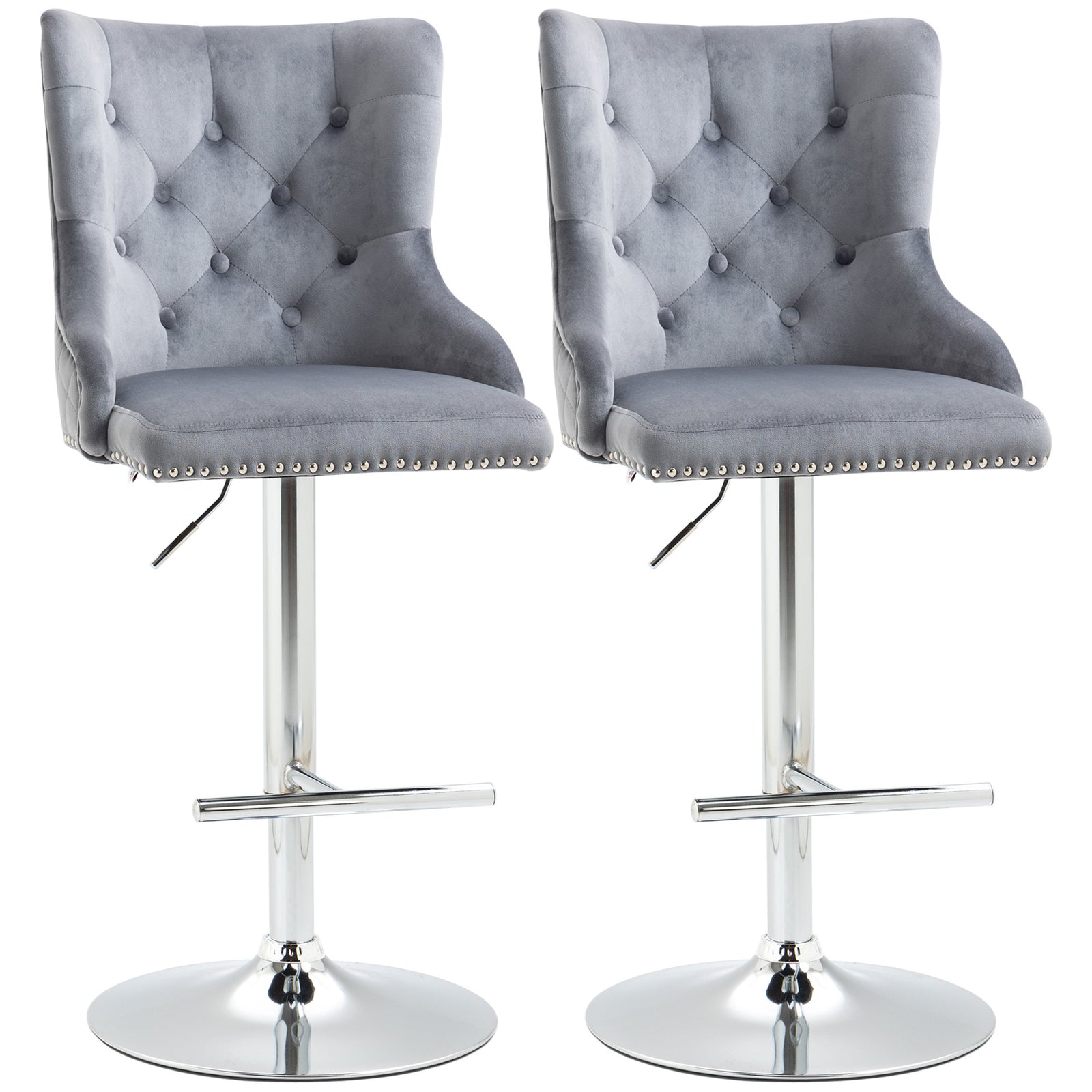 Swivel Bar Stools With Back Footrest Grey
