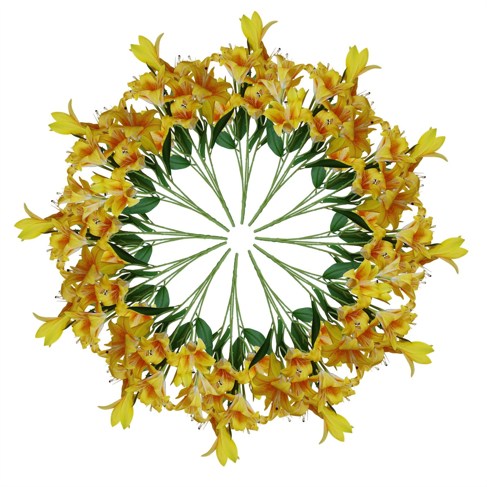 12 X 60cm Artificial Lily Stem Yellow 144 Flowers