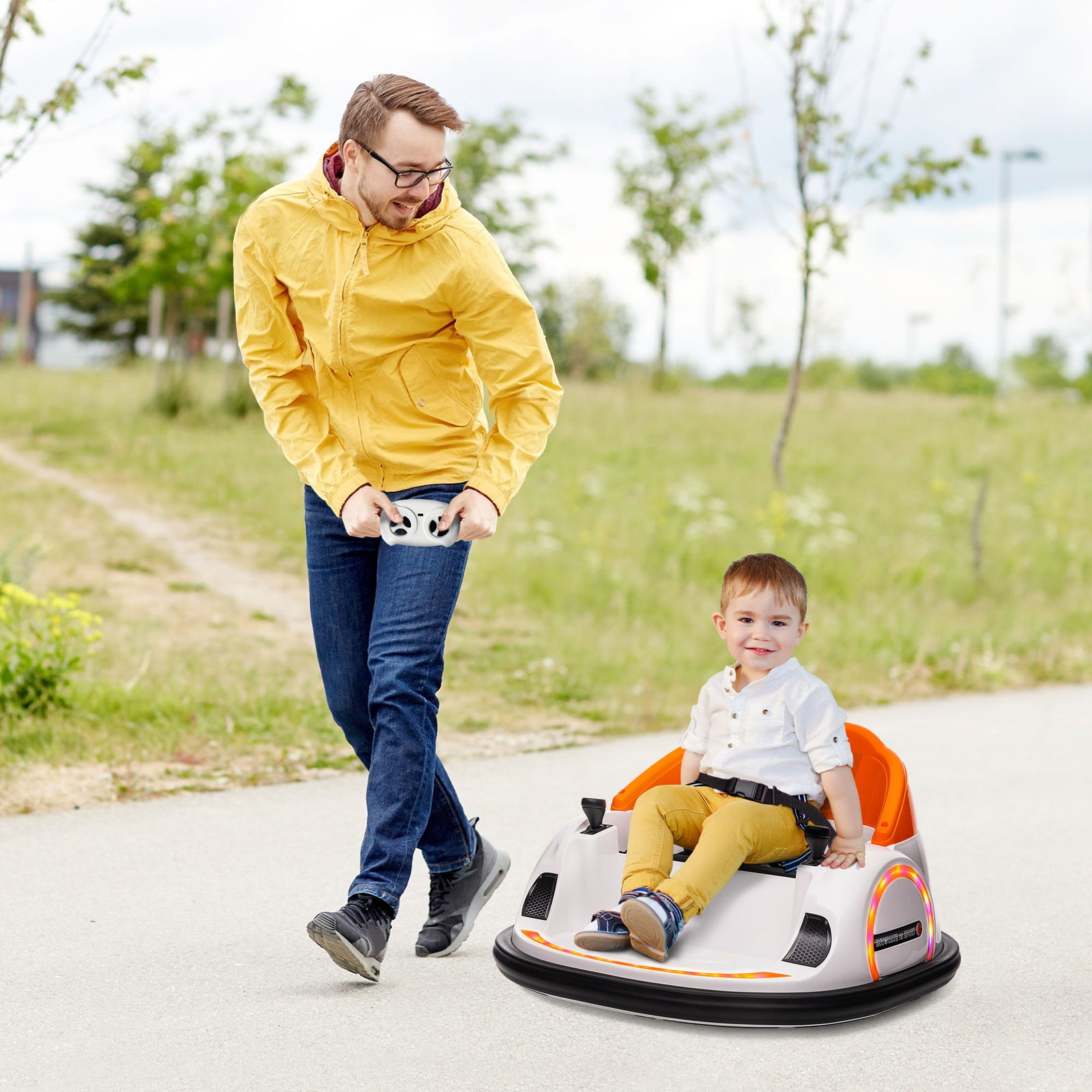360° Rotation 12v Kids Bumper Car W/ Remote Control | Orange